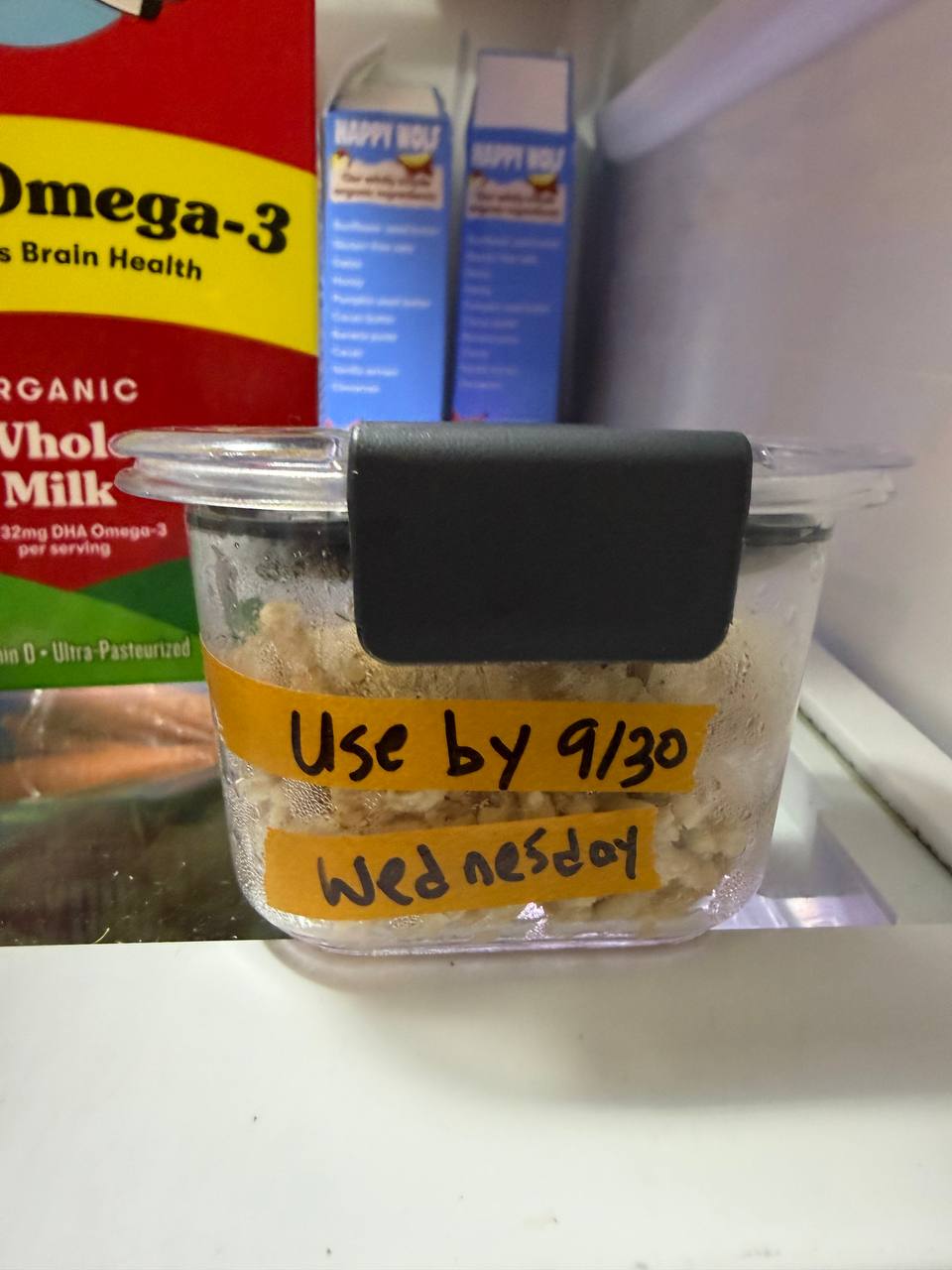 Chicken container in the fridge
